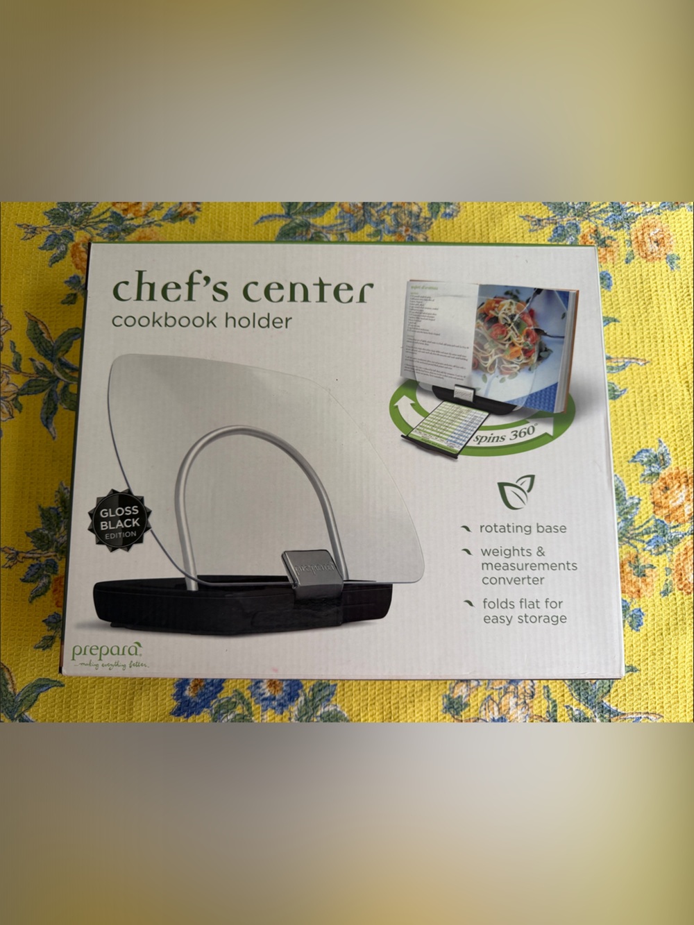 Prepare Chef's Center Gloss Black Cookbook Holder - Black & clear kitchen helper